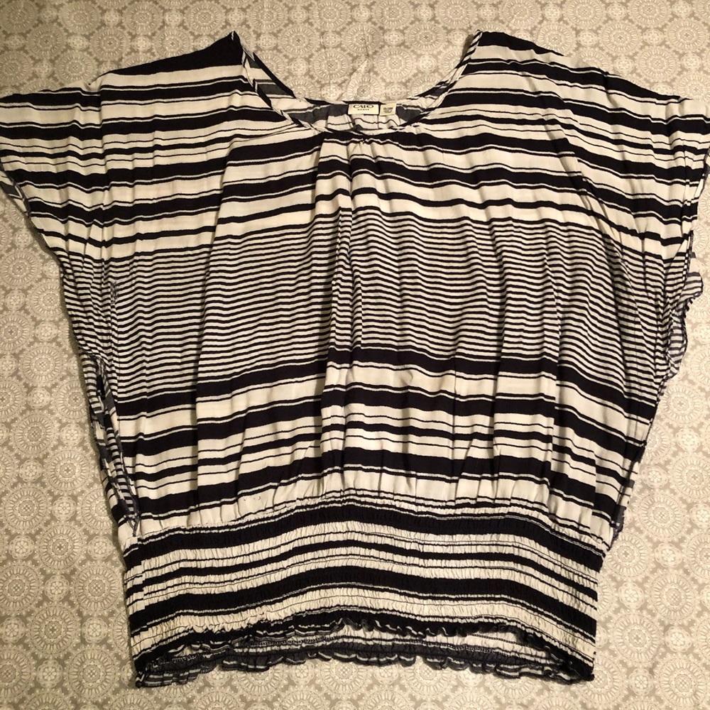 Navy blue and white striped top